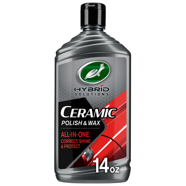 Ceramic Polish & Wax bottle. Turtle Wax Hybrid Solutions. Car detailing for shine & protection.